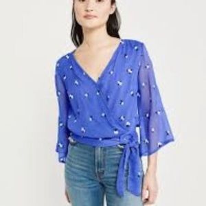 Abercrombie & Fitch Embroidered Tie Top
